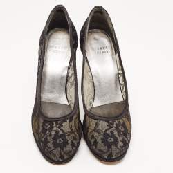 Stuart Weitzman Black Lace Round Toe Platform Pumps Size 38.5