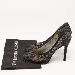 Stuart Weitzman Black Lace Round Toe Platform Pumps Size 38.5