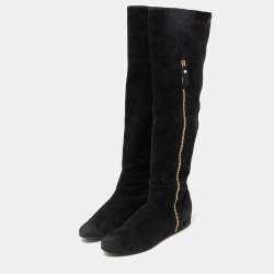 Stuart Weitzman Black Suede Knee Length Boots Size 37.5