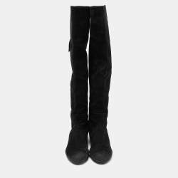 Stuart Weitzman Black Suede Knee Length Boots Size 37.5