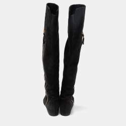 Stuart Weitzman Black Suede Knee Length Boots Size 37.5