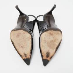 Pre Owned Stuart Weitzman Black Patent Leather Slingback Pumps Size 39.5 