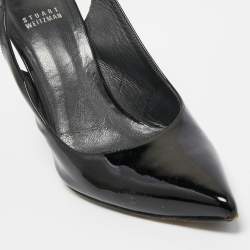 Pre Owned Stuart Weitzman Black Patent Leather Slingback Pumps Size 39.5 