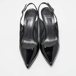 Pre Owned Stuart Weitzman Black Patent Leather Slingback Pumps Size 39.5 