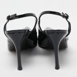 Pre Owned Stuart Weitzman Black Patent Leather Slingback Pumps Size 39.5 