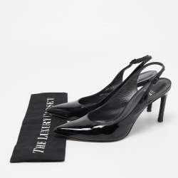 Pre Owned Stuart Weitzman Black Patent Leather Slingback Pumps Size 39.5 