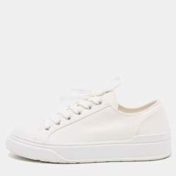 Stuart Weitzman White Canvas Sammy Sneakers Size 36.5