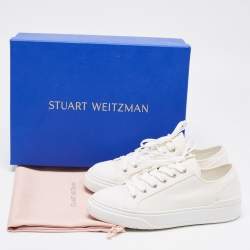 Stuart Weitzman White Canvas Sammy Sneakers Size 36.5