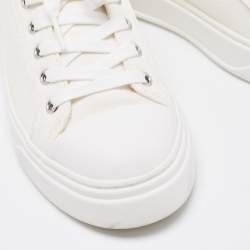 Stuart Weitzman White Canvas Sammy Sneakers Size 36.5