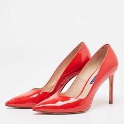 Stuart Weitzman Red Patent Leather Anny Pointed Toe Pumps Size 37.5
