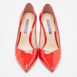 Stuart Weitzman Red Patent Leather Anny Pointed Toe Pumps Size 37.5
