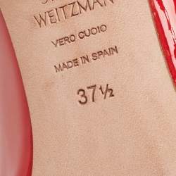 Stuart Weitzman Red Patent Leather Anny Pointed Toe Pumps Size 37.5