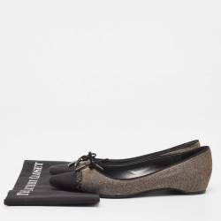 Stuart Weitzman Gold/Silver Glitter and Nubuck Ballet Flats Size 38.5