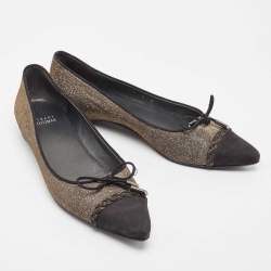 Stuart Weitzman Gold/Silver Glitter and Nubuck Ballet Flats Size 38.5