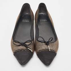 Stuart Weitzman Gold/Silver Glitter and Nubuck Ballet Flats Size 38.5