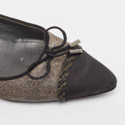 Stuart Weitzman Gold/Silver Glitter and Nubuck Ballet Flats Size 38.5