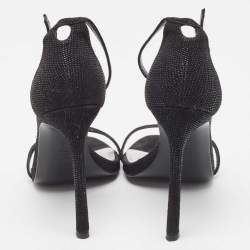 Stuart Weitzman Black Textured Suede Open Toe Ankle Strap Sandals Size 35.5
