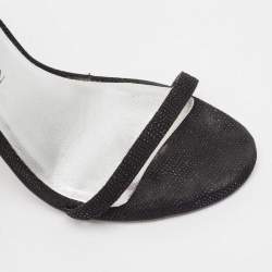 Stuart Weitzman Black Textured Suede Open Toe Ankle Strap Sandals Size 35.5