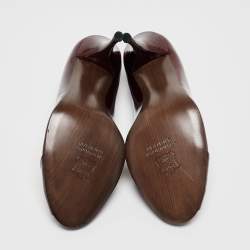 Pre Owned Stuart Weitzman Burgundy Patent Leather Peep Toe Pumps Size 38.5