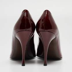 Pre Owned Stuart Weitzman Burgundy Patent Leather Peep Toe Pumps Size 38.5