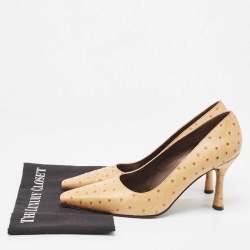 Stuart Weitzman Beige  Ostrich Leather Pointed Toe Pumps Size 40.5