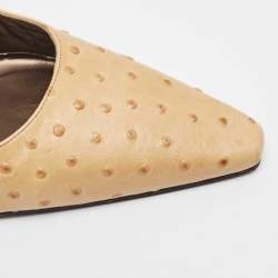 Stuart Weitzman Beige  Ostrich Leather Pointed Toe Pumps Size 40.5