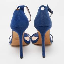 Stuart Weitzman Blue Suede Ankle Strap Sandals Size 37.5