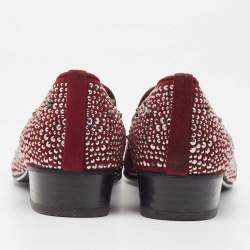 Stuart Weitzman Burgundy Suede Crystal Embellished Studded Smoking Slippers Size 37.5