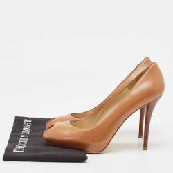 Stuart Weitzman Brown Leather Peep Toe Pumps Size 38.5