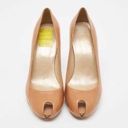 Stuart Weitzman Brown Leather Peep Toe Pumps Size 38.5