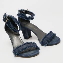 Stuart Weitzman Blue Denim Ankle Strap Sandals Size 38