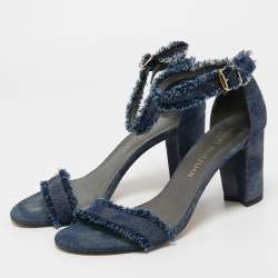 Stuart Weitzman Blue Denim Ankle Strap Sandals Size 38
