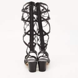 Stuart Weitzman Black Leather Grecian Gladiator Sandals Size 40