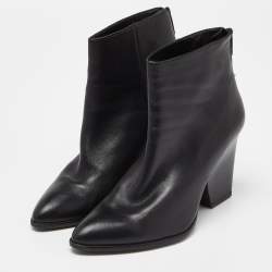 Stuart Weitzman Black Leather Ankle Boots Size 40