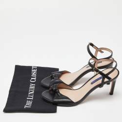 Stuart Weitzman Black Leather Ankle Strap Sandals Size 38.5