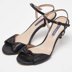 Stuart Weitzman Black Leather Ankle Strap Sandals Size 38.5