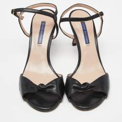 Stuart Weitzman Black Leather Ankle Strap Sandals Size 38.5