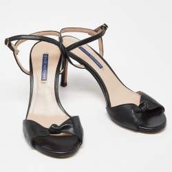 Stuart Weitzman Black Leather Ankle Strap Sandals Size 38.5