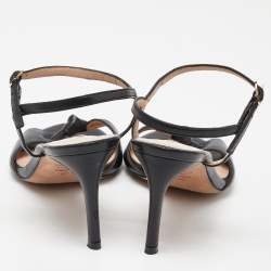 Stuart Weitzman Black Leather Ankle Strap Sandals Size 38.5