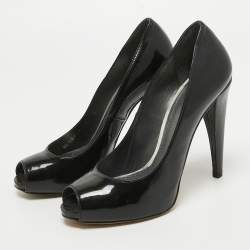 Stuart Weitzman Black Patent Platform Round Toe Pumps Size 39.5