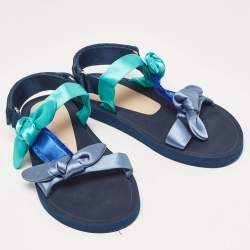 Stuart Weitzman Multicolor Satin Knot Slingback Slide Sandals Size 38.5