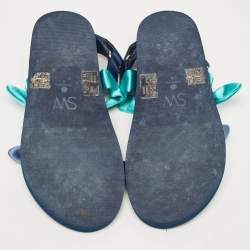 Stuart Weitzman Multicolor Satin Knot Slingback Slide Sandals Size 38.5