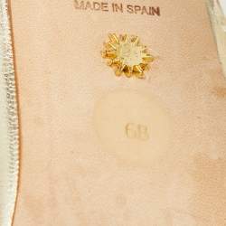 Pre Owned Stuart Weitzman Gold Leather Ankle Strap Platform Sandals Size 36.5