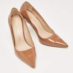 Stuart Weitzman Beige Patent Pointed Toe Pumps Size 38.5