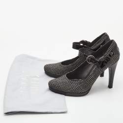 Stuart Weitzman Black/Grey Patent Leather and Plaid Wool Marianne Pumps Size 38