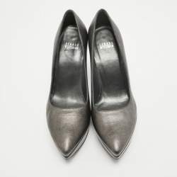 Stuart Weitzman Metallic Grey Leather Platform Pumps Size 38