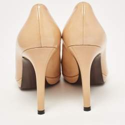 Stuart Weitzman Beige Patent Leather Platswoon Pumps Size 38