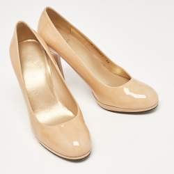 Stuart Weitzman Beige Patent Leather Platswoon Pumps Size 38