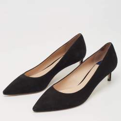 مملوكة مسبقًا Stuart Weitzman Black Suede Anny Pumps Size 37.5