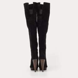 Stuart Weitzman Black Suede Ledyland Knee Length Boots Size 38.5